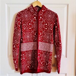 Vintage Y2K MFH Knits Baby Alpaca Mandarin Collar Boho Nordic Cardigan Sweater S